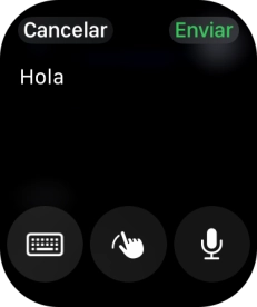 Pulsa el icono de micrófono y di el mensaje en alto. Pulsa el icono de micrófono y di el mensaje en alto.