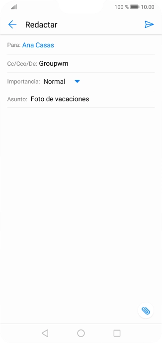 Pulsa en el campo de escritura y escribe el texto del correo electrónico. Pulsa en el campo de escritura y escribe el texto del correo electrónico.