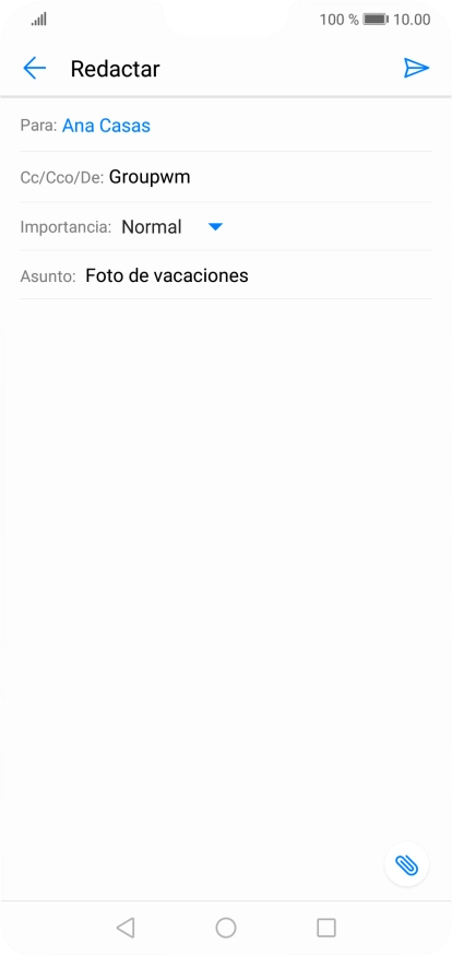 Pulsa en el campo de escritura y escribe el texto del correo electrónico. Pulsa en el campo de escritura y escribe el texto del correo electrónico.