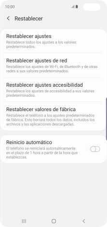 Pulsa Restablecer valores de fábrica. Pulsa Restablecer valores de fábrica.