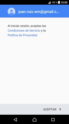 Pulsa ACEPTAR y sigue las indicaciones de la pantalla para seleccionar los ajustes de tu cuenta de Google. Pulsa ACEPTAR y sigue las indicaciones de la pantalla para seleccionar los ajustes de tu cuenta de Google.