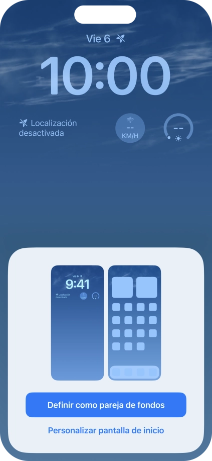 Si deseas utilizar el mismo tema de color en la pantalla de inicio, pulsa Definir como pareja de fondos. Si deseas utilizar el mismo tema de color en la pantalla de inicio, pulsa Definir como pareja de fondos.