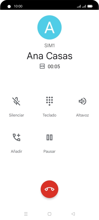 Pulsa el icono de finalizar llamada. Pulsa el icono de finalizar llamada.