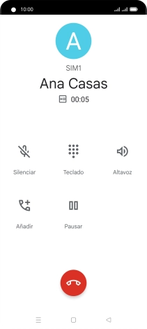 Pulsa el icono de finalizar llamada. Pulsa el icono de finalizar llamada.
