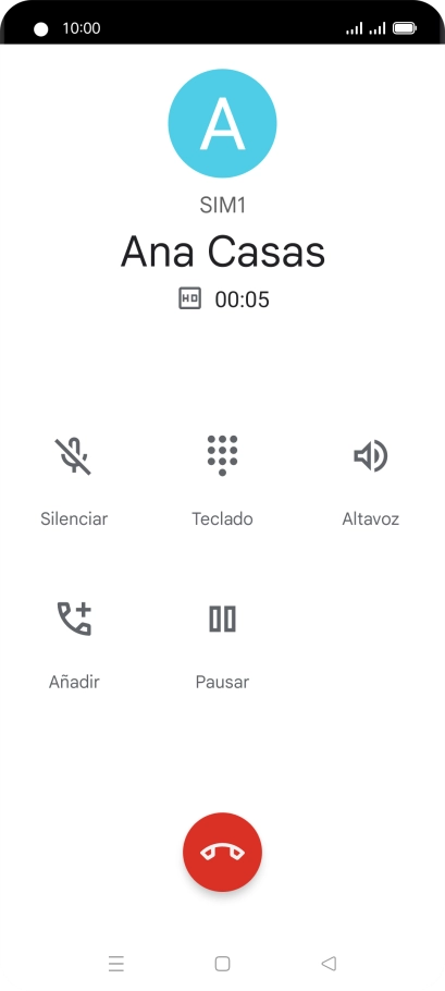 Pulsa el icono de finalizar llamada. Pulsa el icono de finalizar llamada.