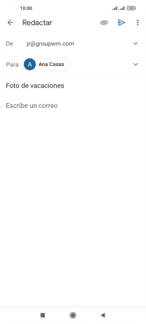 Pulsa en el campo de escritura y escribe el texto del correo electrónico. Pulsa en el campo de escritura y escribe el texto del correo electrónico.