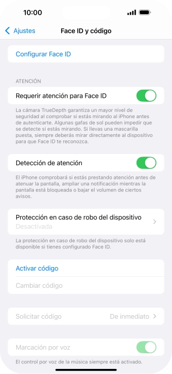 Pulsa Configurar Face ID. Pulsa Configurar Face ID.
