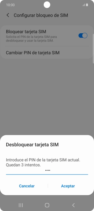 Introduce tu código PIN y pulsa Aceptar. Introduce tu código PIN y pulsa Aceptar.