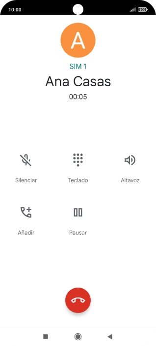 Pulsa el icono de finalizar llamada. Pulsa el icono de finalizar llamada.