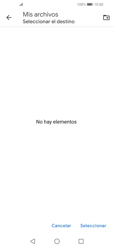 Si deseas crear una nueva carpeta, pulsa el icono de nueva carpeta y sigue las indicaciones de la pantalla para crearla. Si deseas crear una nueva carpeta, pulsa el icono de nueva carpeta y sigue las indicaciones de la pantalla para crearla.