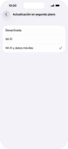 Para desactivar la actualización de apps en ejecución, pulsa Desactivada. Para desactivar la actualización de apps en ejecución, pulsa Desactivada.