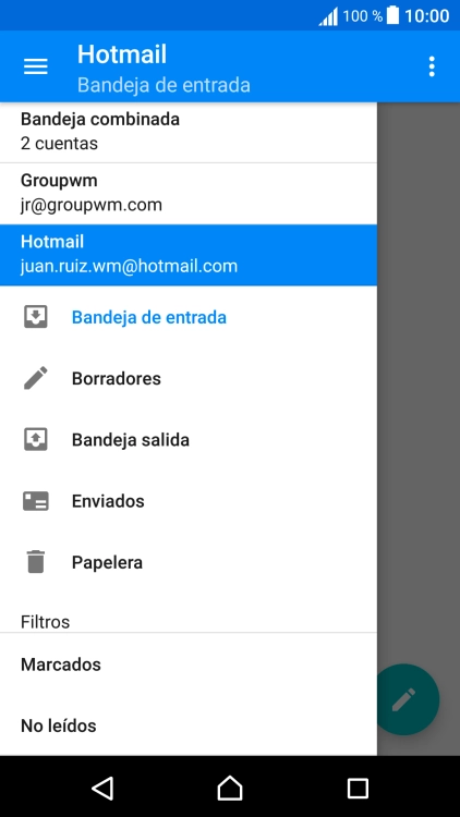 Pulsa la cuenta de correo electrónico deseada. Pulsa la cuenta de correo electrónico deseada.
