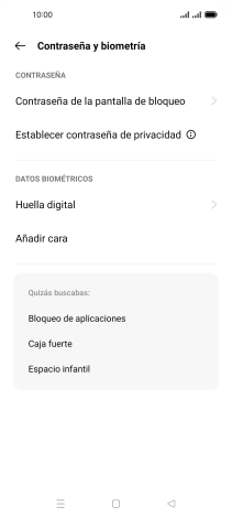 Pulsa Huella digital e introduce el código de seguridad extra que has creado anteriormente. Pulsa Huella digital e introduce el código de seguridad extra que has creado anteriormente.