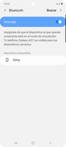 Pulsa el dispositivo Bluetooth deseado y sigue las indicaciones de la pantalla para vincular el dispositivo al teléfono. Pulsa el dispositivo Bluetooth deseado y sigue las indicaciones de la pantalla para vincular el dispositivo al teléfono.