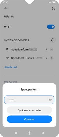 Introduce la contraseña de la red wifi y pulsa Conectar. Introduce la contraseña de la red wifi y pulsa Conectar.