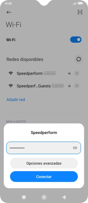 Introduce la contraseña de la red wifi y pulsa Conectar. Introduce la contraseña de la red wifi y pulsa Conectar.