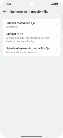 Pulsa Habilitar marcación fija. Pulsa Habilitar marcación fija.