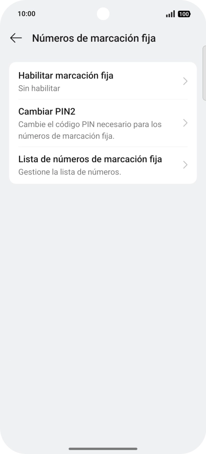 Pulsa Habilitar marcación fija. Pulsa Habilitar marcación fija.