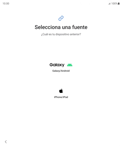 Pulsa el ajuste deseado y sigue las instrucciones de la pantalla para transferir el contenido del otro teléfono. Pulsa el ajuste deseado y sigue las instrucciones de la pantalla para transferir el contenido del otro teléfono.
