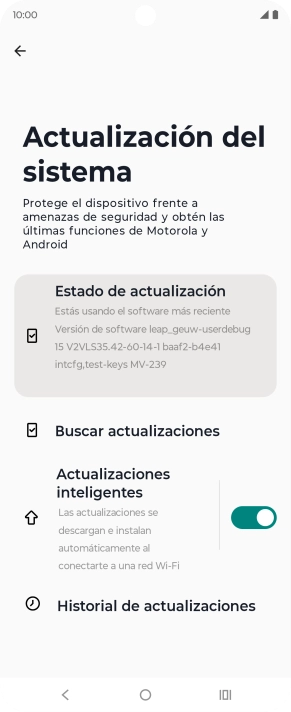 Pulsa Buscar actualizaciones. Si hay una versión de software nueva disponible, aparecerá ahora en la pantalla. Sigue las indicaciones de la pantalla para actualizar el software del teléfono. Pulsa Buscar actualizaciones. Si hay una versión de software nueva disponible, aparecerá ahora en la pantalla. Sigue las indicaciones de la pantalla para actualizar el software del teléfono.