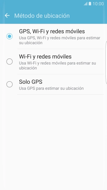 Si seleccionas GPS, Wi-Fi y redes móviles, el teléfono podrá encontrar tu posición exacta con ayuda de los satélites GPS, la red móvil y una red wifi cercana. El GPS por satélite requiere vista libre al cielo. Si seleccionas GPS, Wi-Fi y redes móviles, el teléfono podrá encontrar tu posición exacta con ayuda de los satélites GPS, la red móvil y una red wifi cercana. El GPS por satélite requiere vista libre al cielo.
