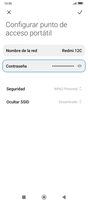 Pulsa Nombre de la red e introduce el nombre deseado de la conexión wifi Pulsa Nombre de la red e introduce el nombre deseado de la conexión wifi