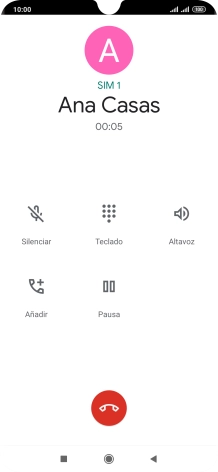 Pulsa el icono de finalizar llamada. Pulsa el icono de finalizar llamada.