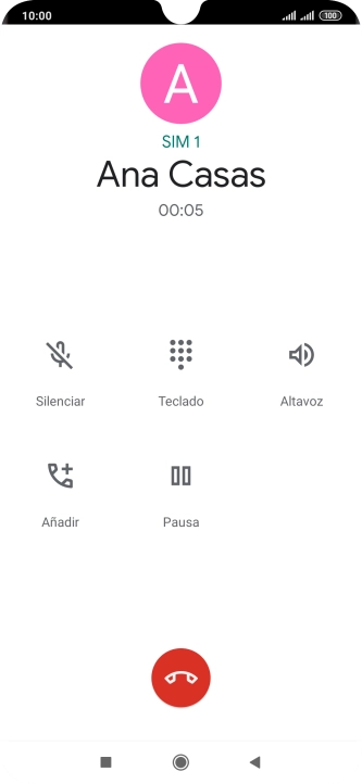 Pulsa el icono de finalizar llamada. Pulsa el icono de finalizar llamada.