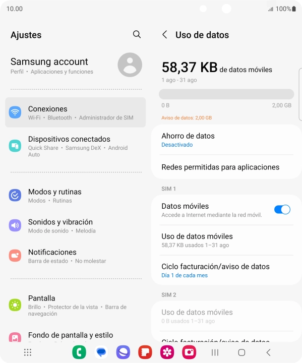 El consumo total de datos se visualiza ahora en la pantalla. El consumo total de datos se visualiza ahora en la pantalla.
