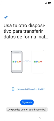 Sigue las indicaciones de la pantalla para transferir contenido desde otro teléfono. Sigue las indicaciones de la pantalla para transferir contenido desde otro teléfono.