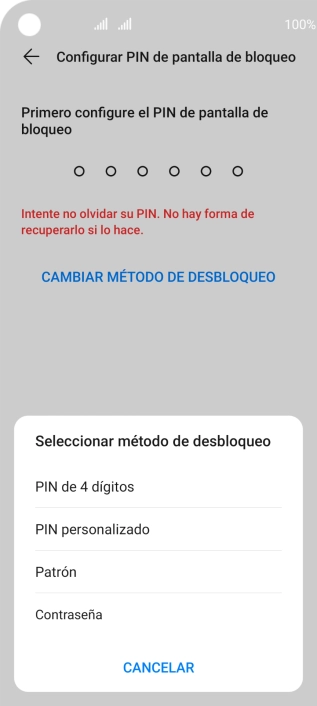 Pulsa el código de seguridad deseado y sigue las indicaciones de la pantalla para crear un código de seguridad del teléfono adicional. Pulsa el código de seguridad deseado y sigue las indicaciones de la pantalla para crear un código de seguridad del teléfono adicional.