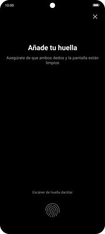 Sigue las indicaciones de la pantalla para crear una huella digital como código de seguridad. Sigue las indicaciones de la pantalla para crear una huella digital como código de seguridad.