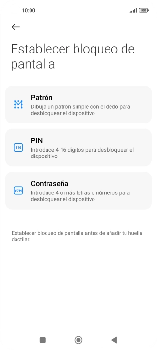 Pulsa el código de seguridad deseado. Pulsa el código de seguridad deseado.