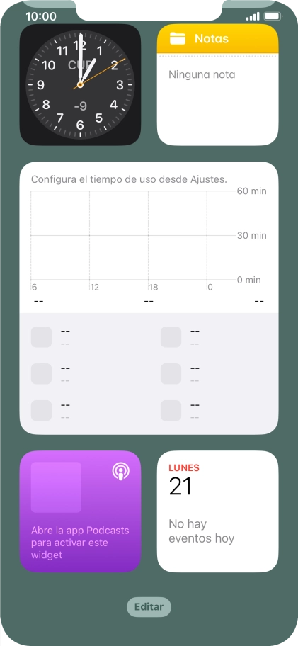 Pulsa el widget deseado hasta que aparezca un menú emergente en la pantalla. Pulsa el widget deseado hasta que aparezca un menú emergente en la pantalla.