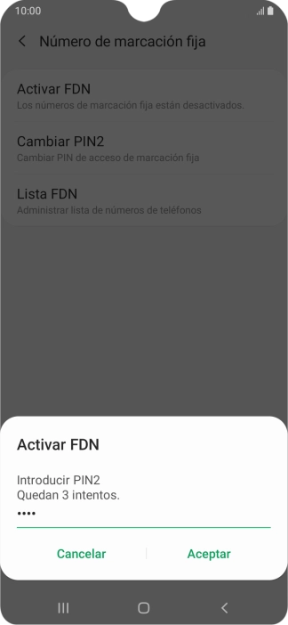 Introduce el código PIN2 y pulsa Aceptar. Introduce el código PIN2 y pulsa Aceptar.