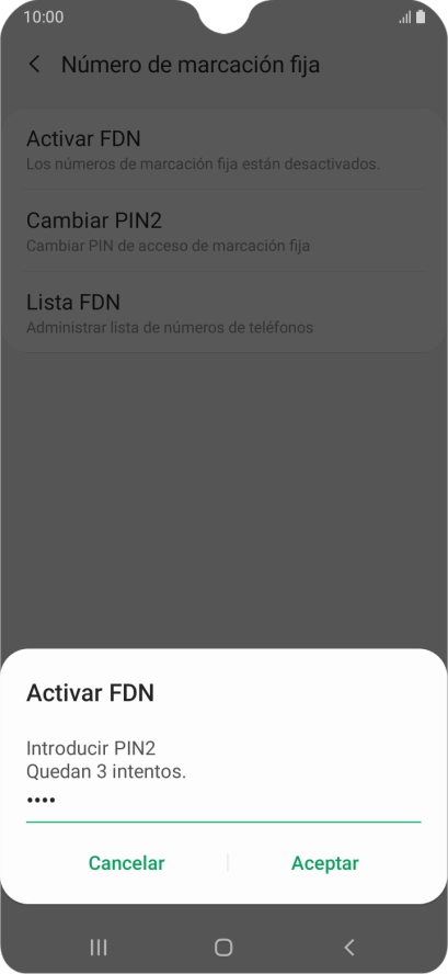 Introduce el código PIN2 y pulsa Aceptar. Introduce el código PIN2 y pulsa Aceptar.