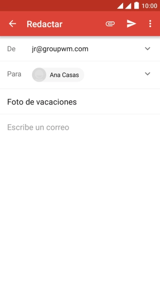 Pulsa en el campo de escritura y escribe el texto del correo electrónico. Pulsa en el campo de escritura y escribe el texto del correo electrónico.
