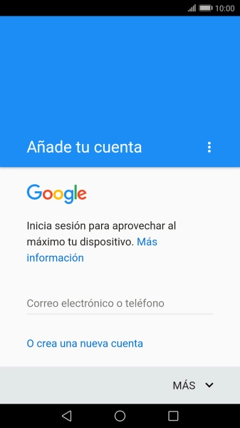 Si no tienes una cuenta de Google, pulsa O crea una nueva cuenta y sigue las indicaciones de la pantalla para ver cómo crear una cuenta nueva.