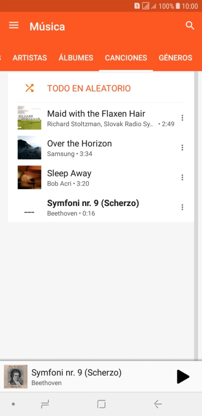 Pulsa el archivo de música deseado. Pulsa el archivo de música deseado.