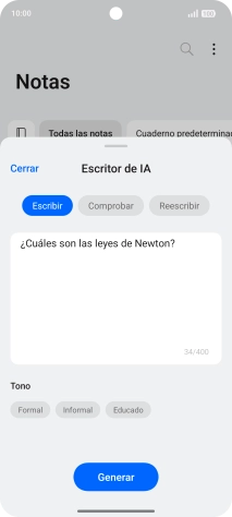 Para generar un texto, pulsa Escribir.