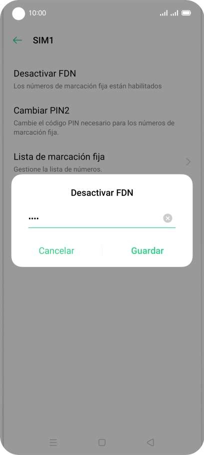Introduce el código PIN2 y pulsa Guardar. Introduce el código PIN2 y pulsa Guardar.