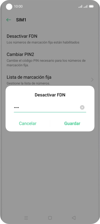 Introduce el código PIN2 y pulsa Guardar. Introduce el código PIN2 y pulsa Guardar.