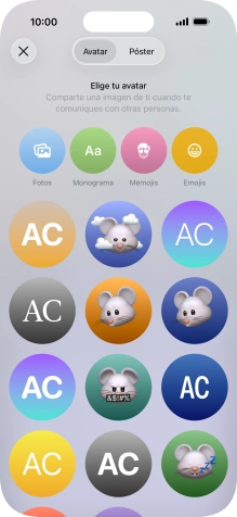 Pulsa una categoría y sigue las indicaciones de la pantalla para seleccionar y configurar la imagen o fotografía deseada para tu póster de contacto.
