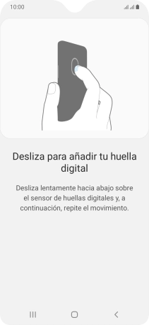 Sigue las indicaciones de la pantalla para crear una huella digital como código de seguridad.
