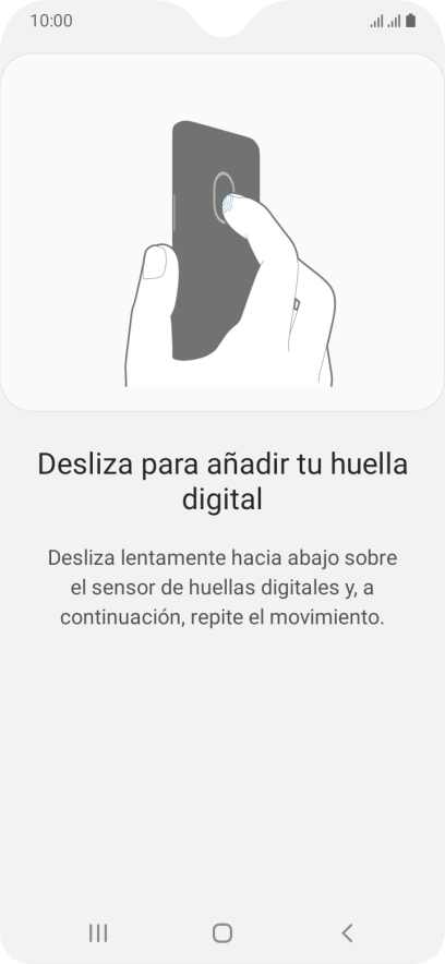 Sigue las indicaciones de la pantalla para crear una huella digital como código de seguridad.
