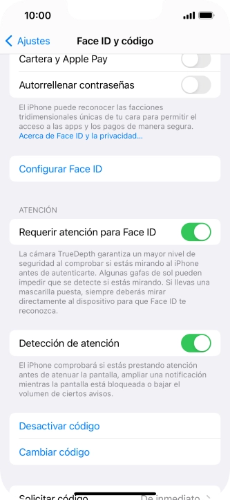 Pulsa Desactivar código e introduce el código de seguridad. Pulsa Desactivar código e introduce el código de seguridad.
