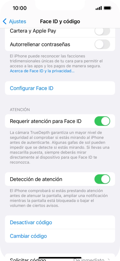Pulsa Desactivar código e introduce el código de seguridad. Pulsa Desactivar código e introduce el código de seguridad.