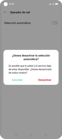 Pulsa Desactivar para desactivar la función y espera mientras el teléfono está buscando redes. Pulsa Desactivar para desactivar la función y espera mientras el teléfono está buscando redes.