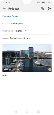 Pulsa el icono de envío cuando termines de escribir el correo electrónico. Pulsa el icono de envío cuando termines de escribir el correo electrónico.