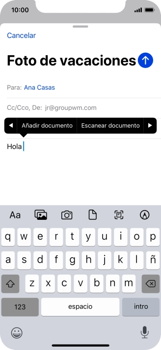 Pulsa Añadir documento y sigue las indicaciones de la pantalla para adjuntar un documento. Pulsa Añadir documento y sigue las indicaciones de la pantalla para adjuntar un documento.